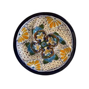 Talavera Pottery Chip and Dip Server Bowl Mexican Hand Painted Floral Lead Free